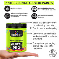 Fluorescentna akrilna boja ACRYL PRO ART Kompozit 430 ml