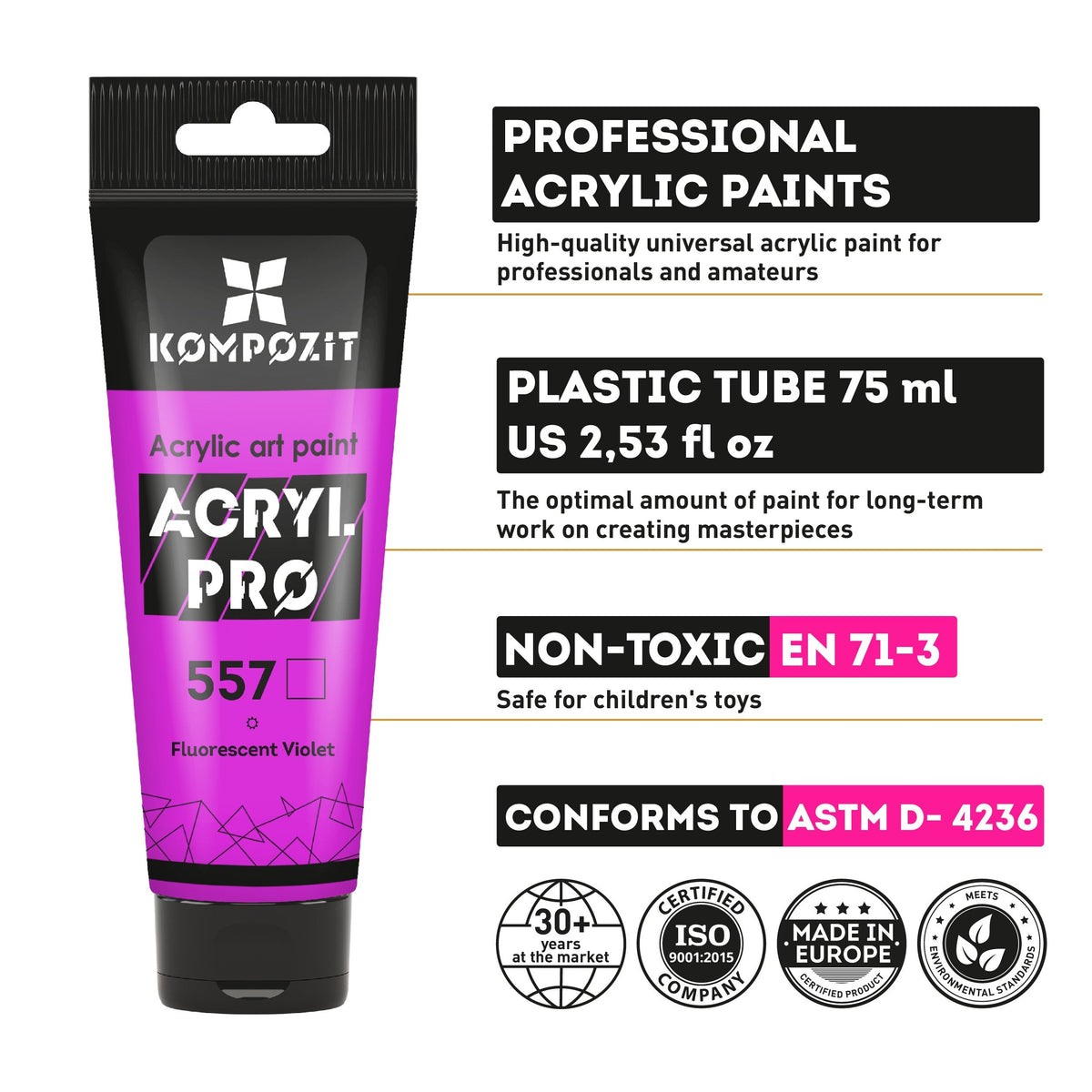 Fluorescentna akrilna boja ACRYL PRO ART Kompozit 75 ml