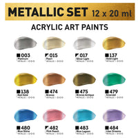 Set metalnih akrilnih boja ACRYL PRO Kompozit 12x20 ml