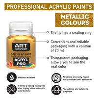 Set metalnih akrilnih boja ACRYL PRO Kompozit 9x20 ml