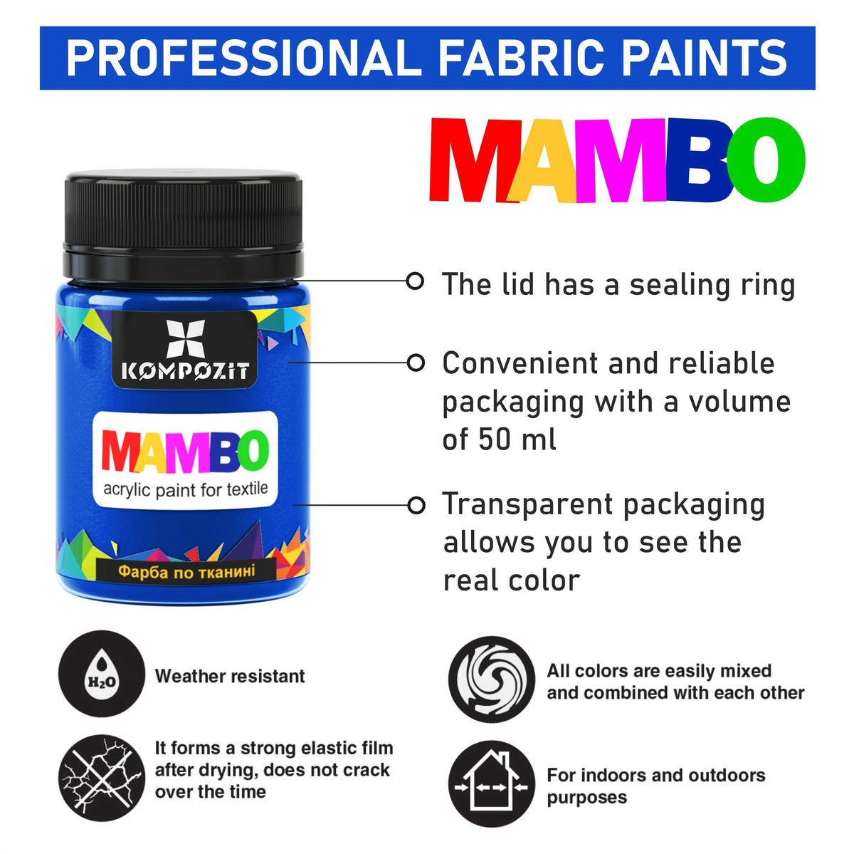 MAMBO akrilna boja za tekstil i kožu 50 ml
