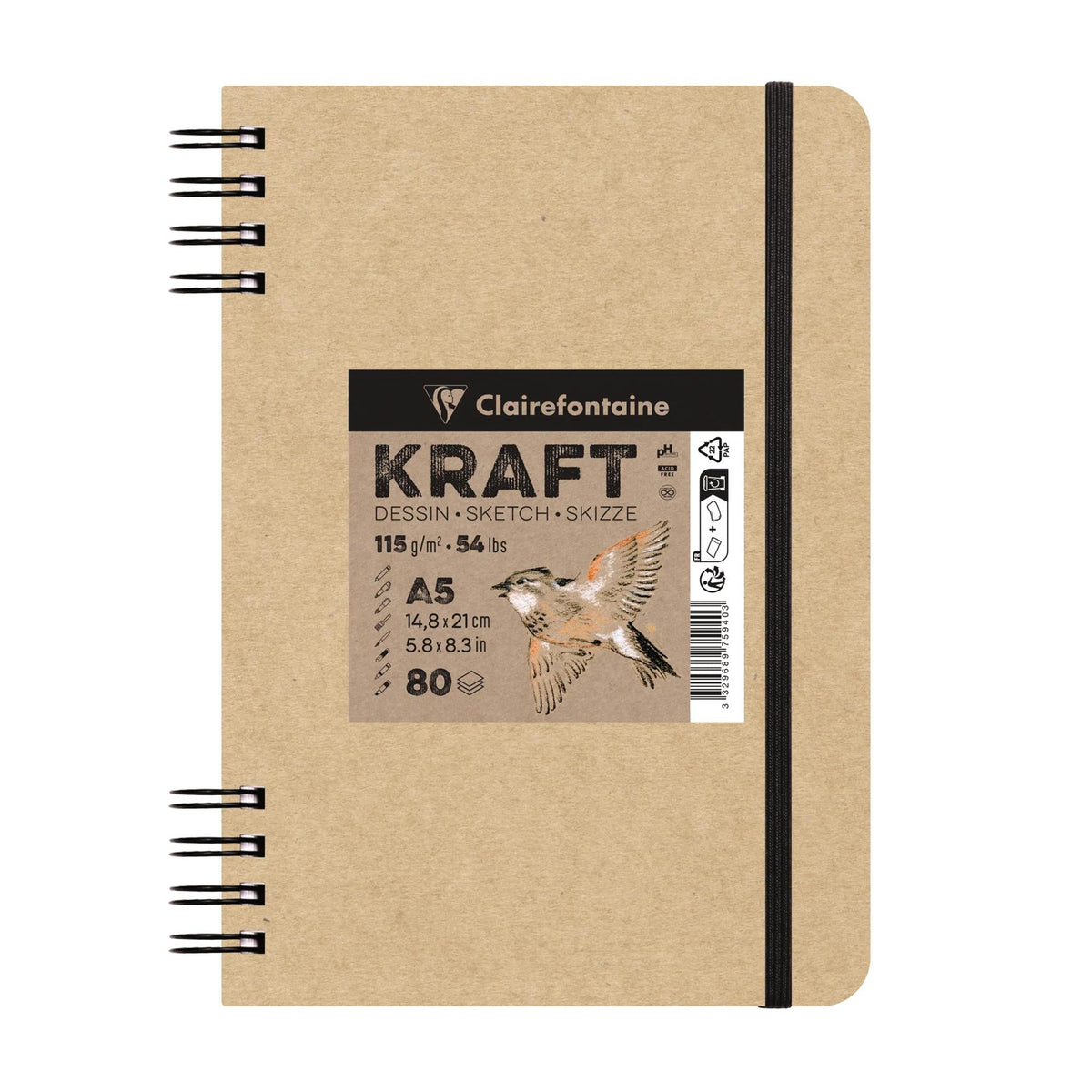 Kraft skicovací blok CLAIREFONTAINE 115 g/m² A5 – A4 - 80 listova
