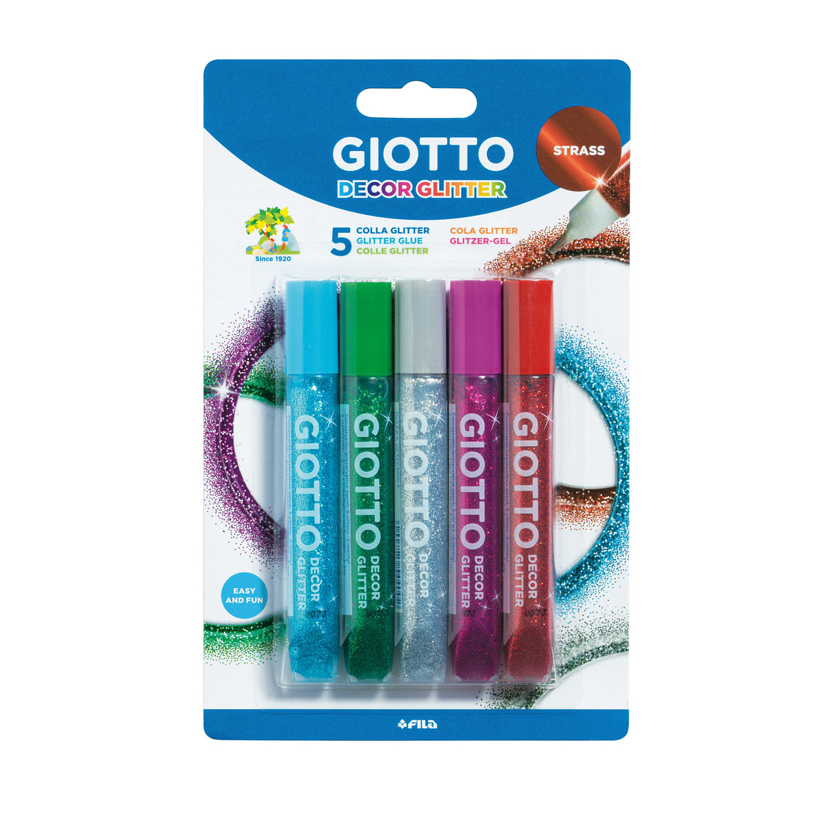 Ljepilo sa šljokicama GIOTTO Glitter Glue boje dragulja 5 x 10 g