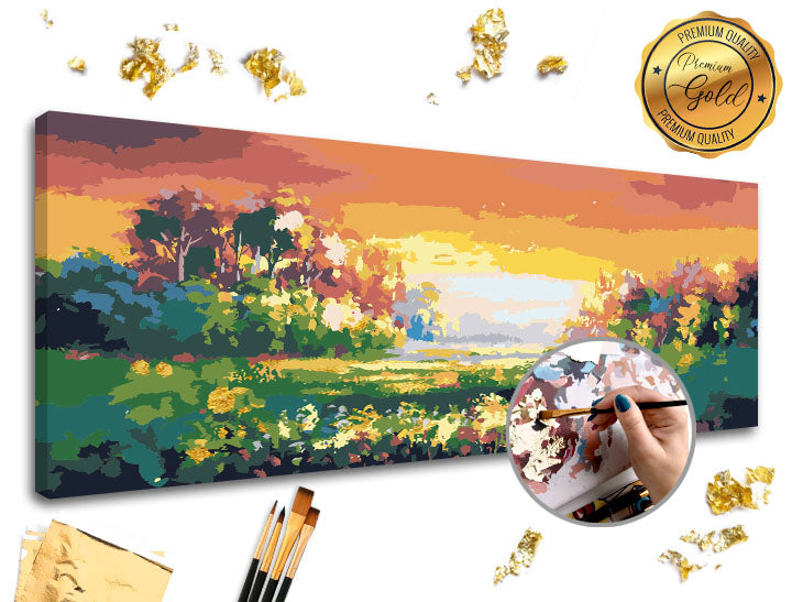 Maľovanie podľa čísel PREMIUM GOLD | Pestrofarebná krajina — obrázok 1