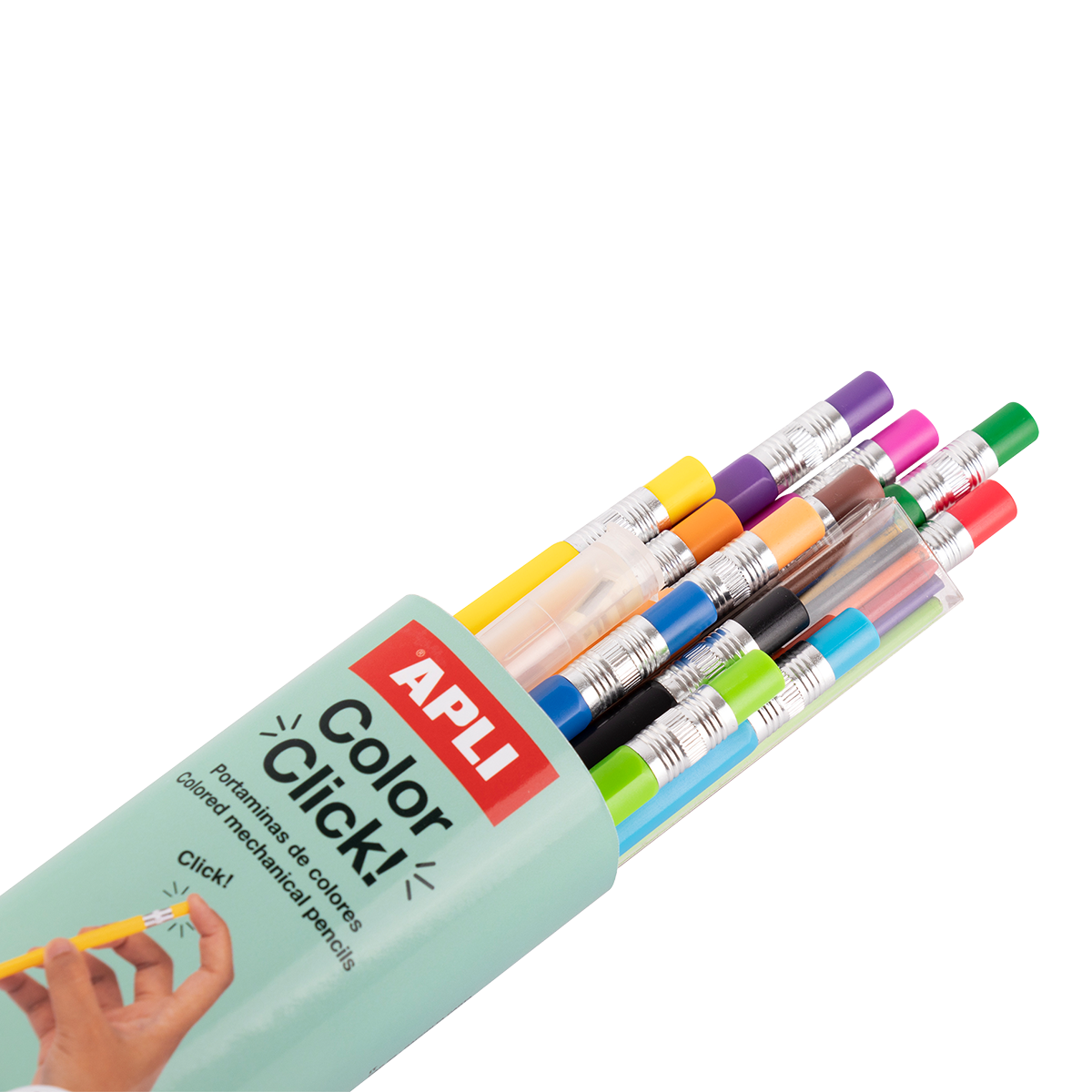 Mehaničke drvene bojice APLI Color Click, 12 kom s rezervnim minama i šiljilom
