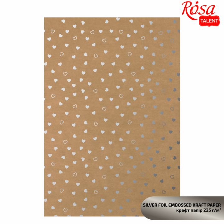 Papiri za scrapbooking s metalnim elementima A4 – srebrna srca