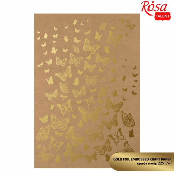 Papiri za scrapbooking s metalnim elementima A4 – zlatni leptiri