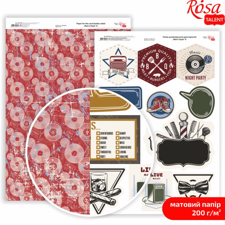 Papiri za scrapbooking Mens Style A4 | različiti motivi — slika 8