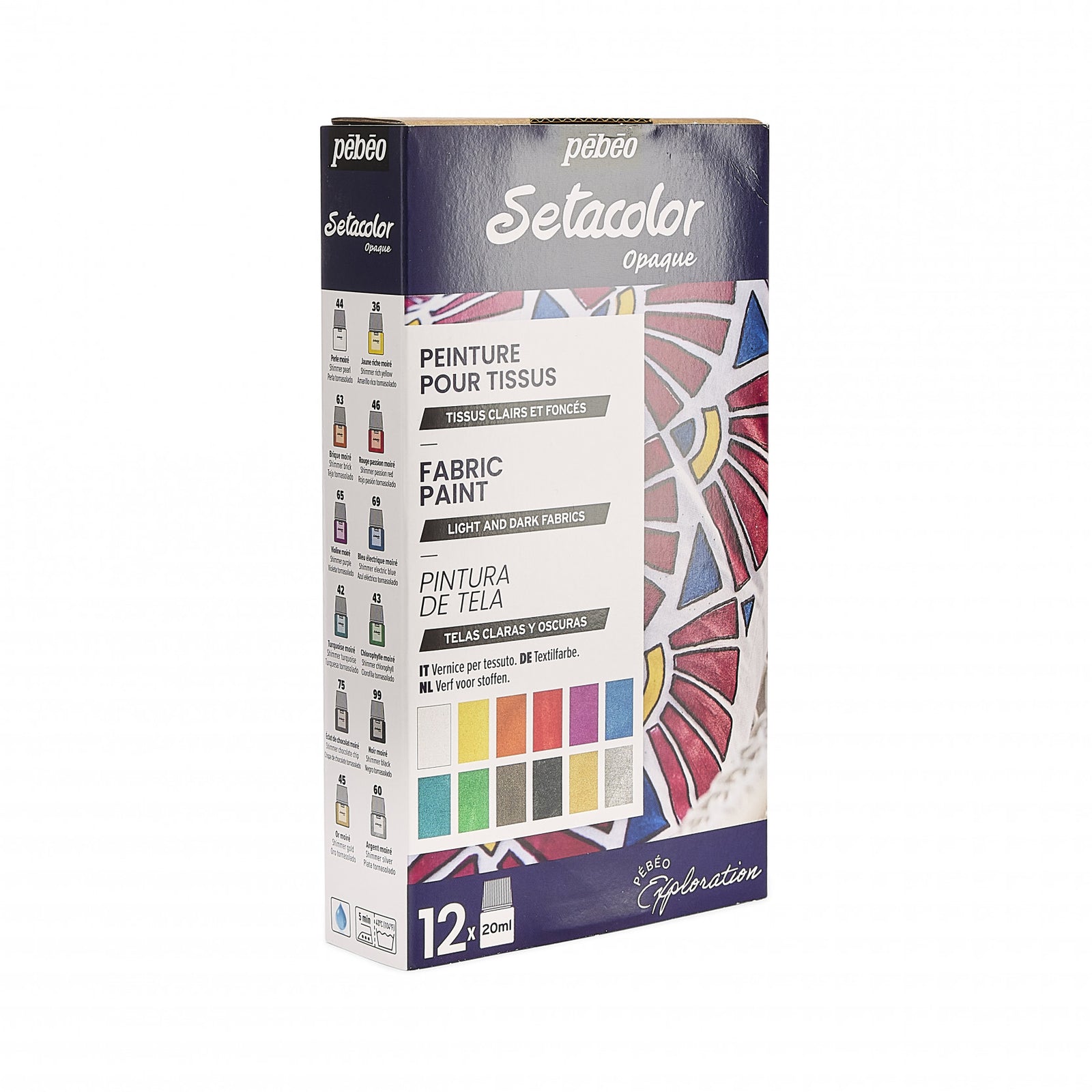 Pebeo Setacolor set pokrivnih boja za tekstil 12 x 20 ml