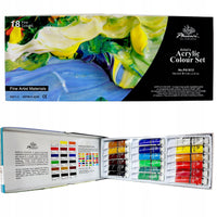 Phoenix Acrylfarben-Set im Holzkoffer, 18 x 12 ml, mit Staffelei und Zubehör