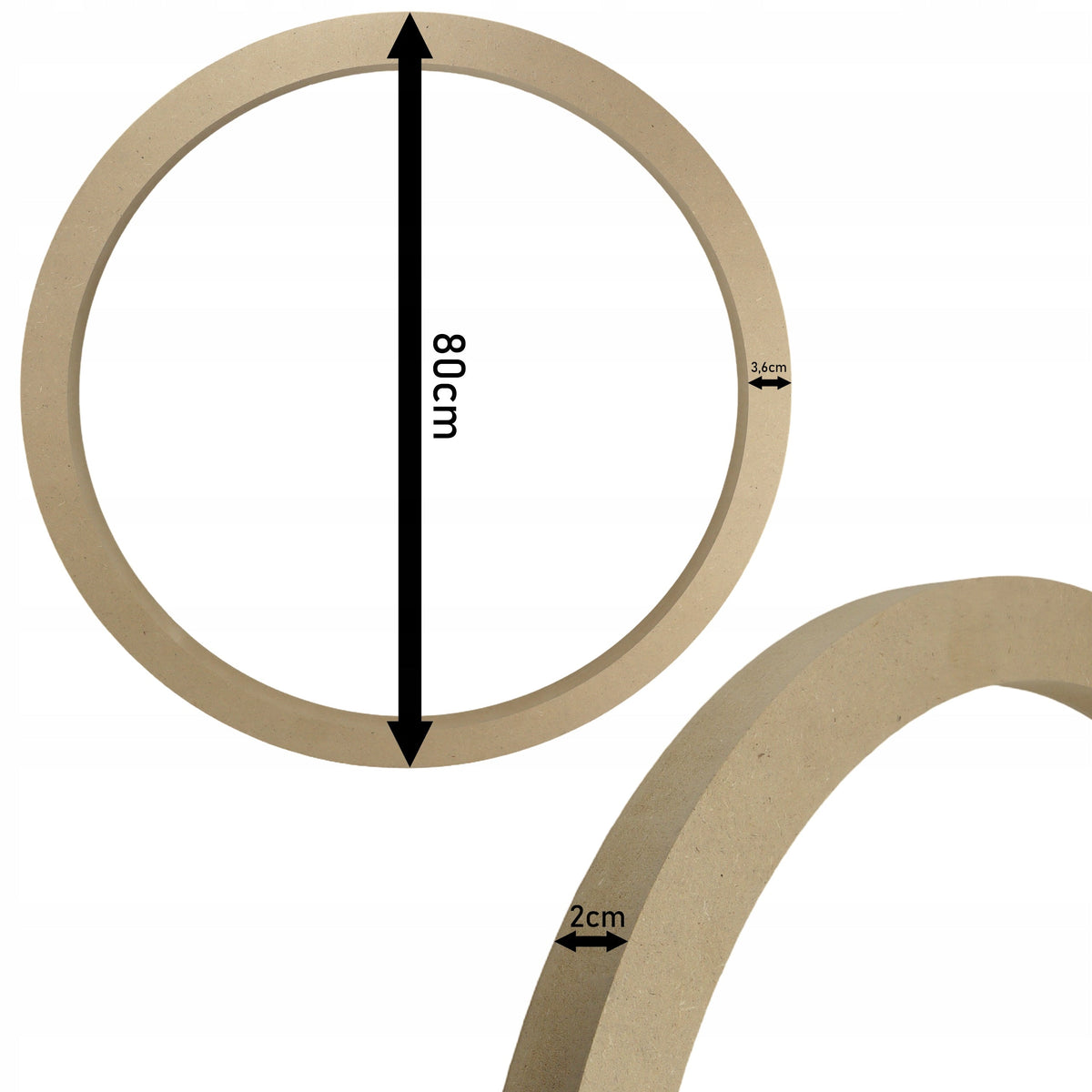 Phoenix okrugli MDF obruč za platno i makrame - 80 cm