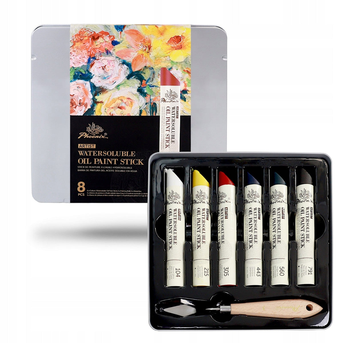 Phoenix – uljane boje u stiku, set 6 x 37 ml sa slikarskom špahtlom
