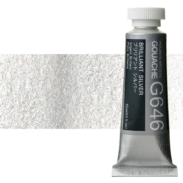 Profesionalne gvaš boje Holbein Artists 15 ml – briljantna srebrna
