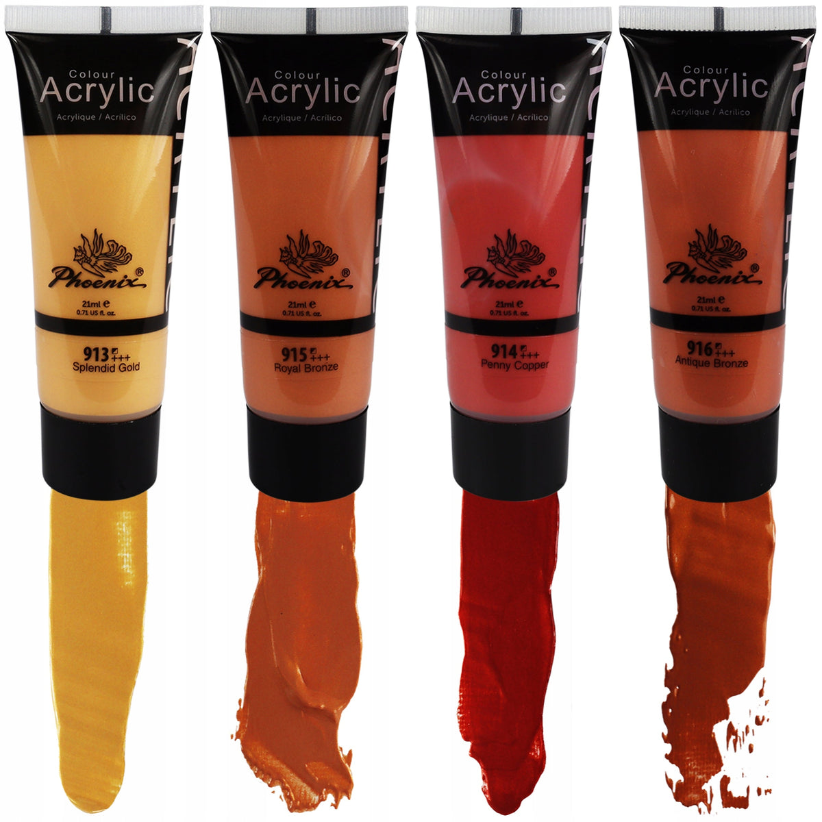 Sada 8 akrilnih boja Phoenix metalik 8 x 21 ml
