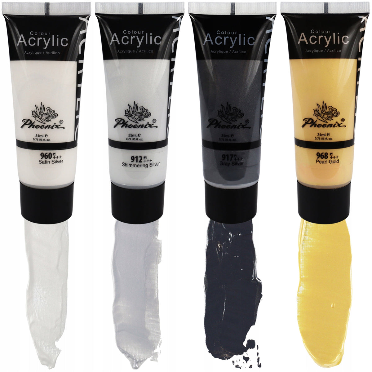 Sada 8 akrilnih boja Phoenix metalik 8 x 21 ml