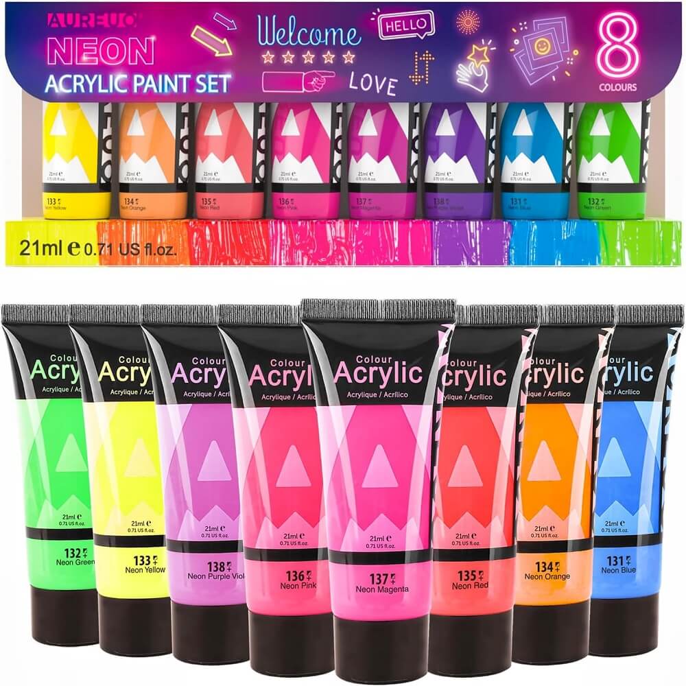Sada 8 akrilnih boja Phoenix neon 8 x 21 ml