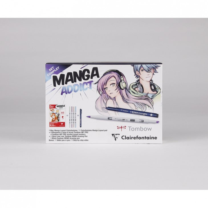 Sada za crtanje mange CLAIREFONTAINE Manga Addict Tombow A5 - 50 listova