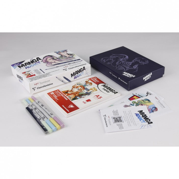 Sada za crtanje mange CLAIREFONTAINE Manga Addict Tombow A5 - 50 listova