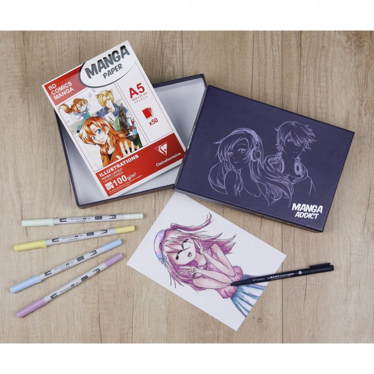 Sada za crtanje mange CLAIREFONTAINE Manga Addict Tombow A5 - 50 listova