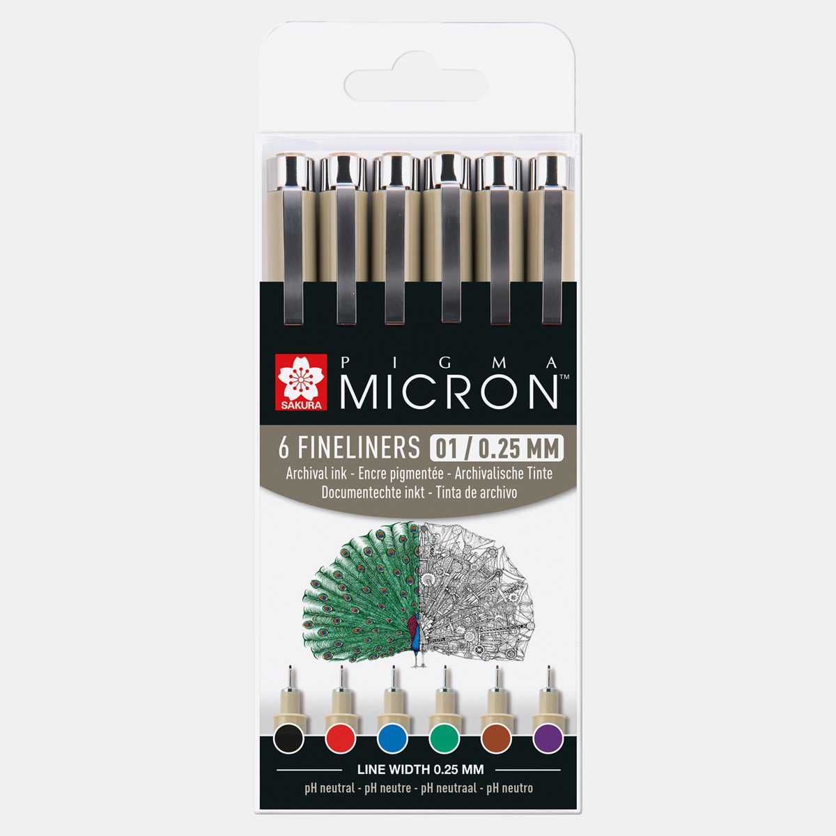 Sakura Pigma Micron 01 tehnička pera 0,25 mm set 6 boja