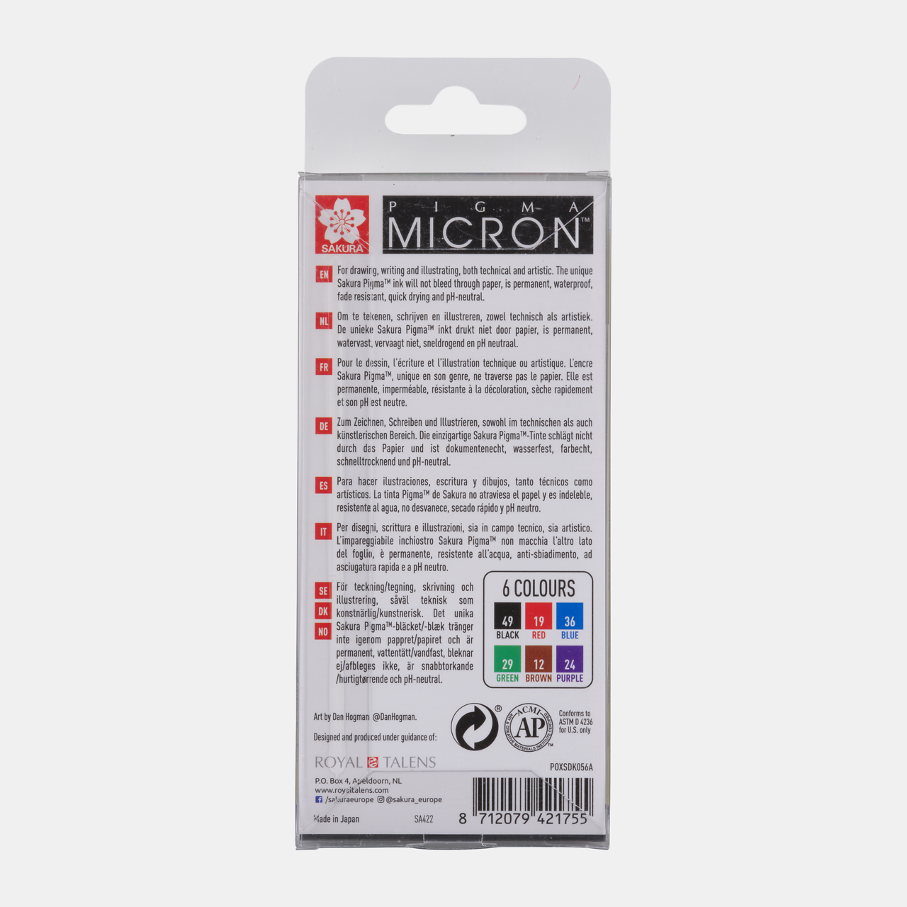 Sakura Pigma Micron 05 fineliner 0,45 mm – set od 6 boja