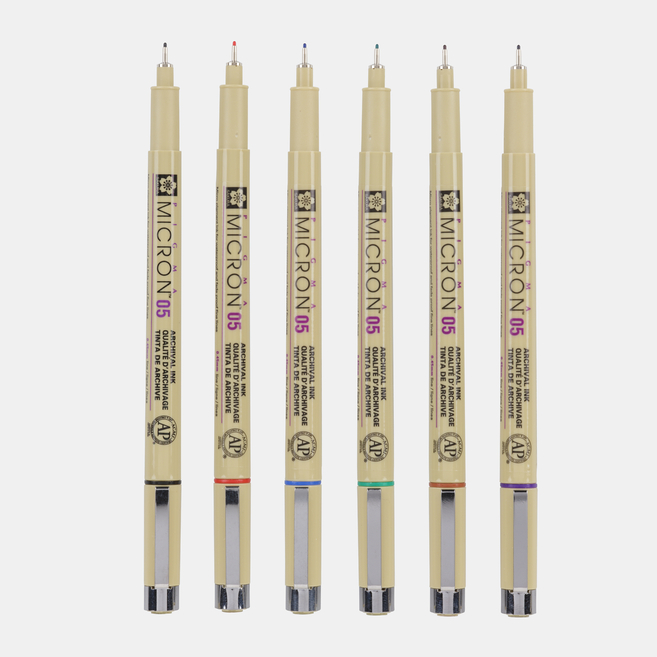 Sakura Pigma Micron 05 fineliner 0,45 mm – set od 6 boja