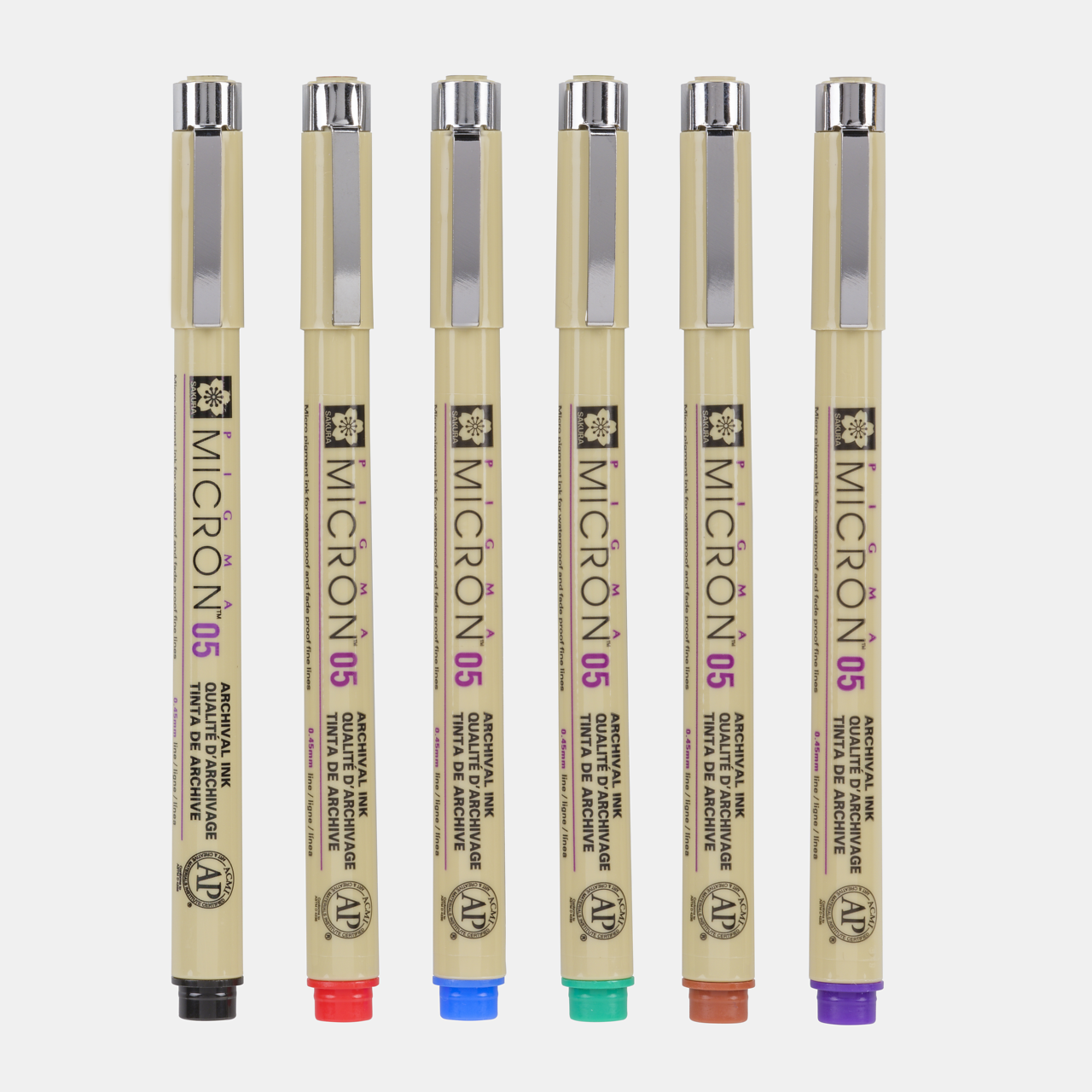 Sakura Pigma Micron 05 fineliner 0,45 mm – set od 6 boja