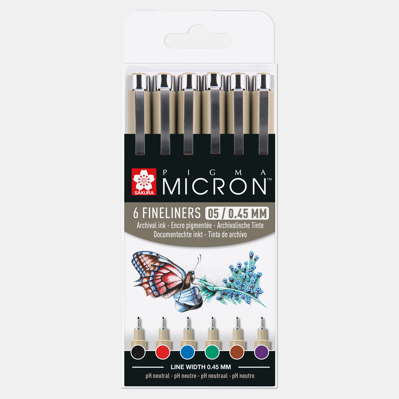 Sakura Pigma Micron 05 fineliner 0,45 mm – set od 6 boja