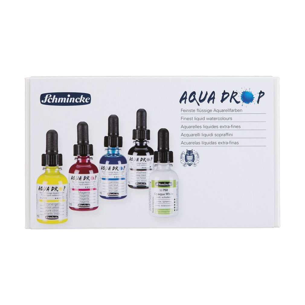 Schmincke AQUA DROP set u kartonskom pakiranju, 5 x 30 ml (primarne boje) + pokrivna bijela