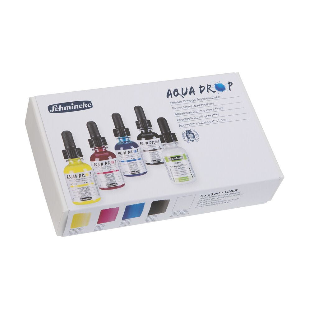 Schmincke AQUA DROP set u kartonskom pakiranju, 5 x 30 ml (primarne boje) + pokrivna bijela