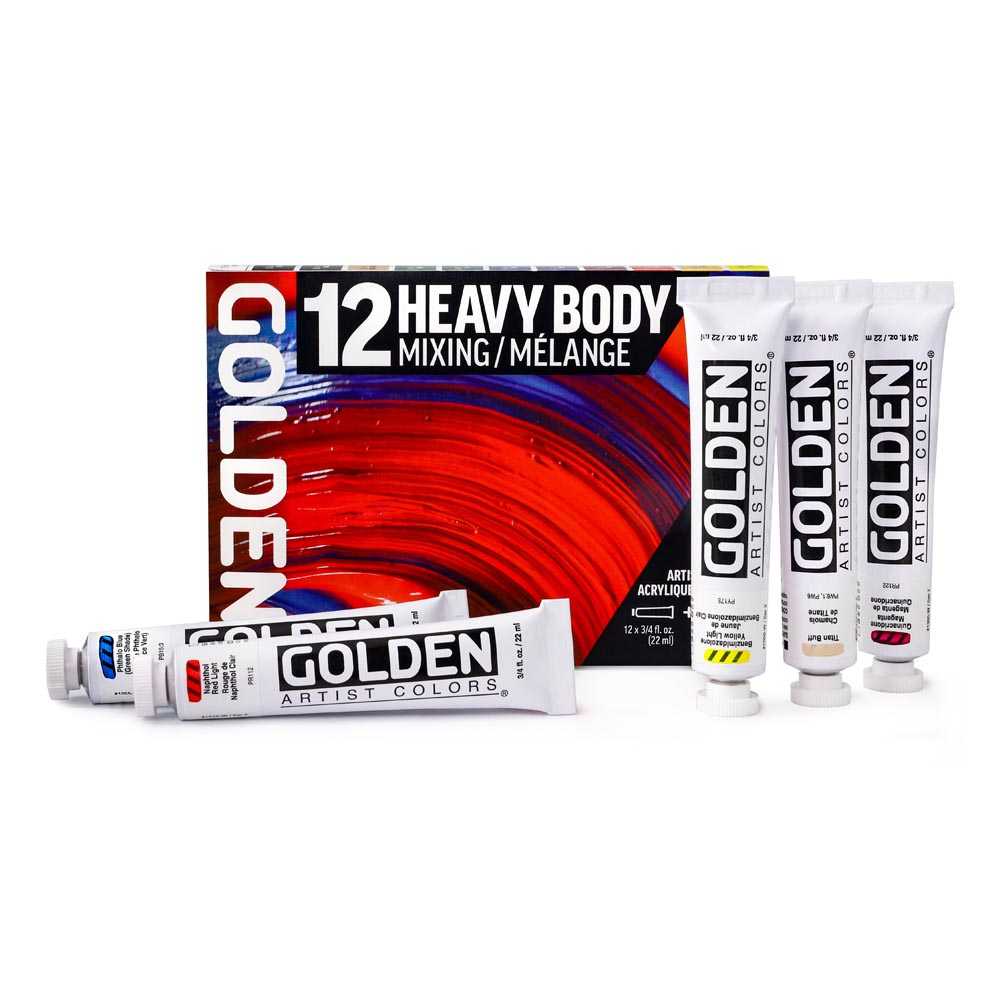 Set akrilnih boja GOLDEN Heavy Body Mixing 12 x 22 ml