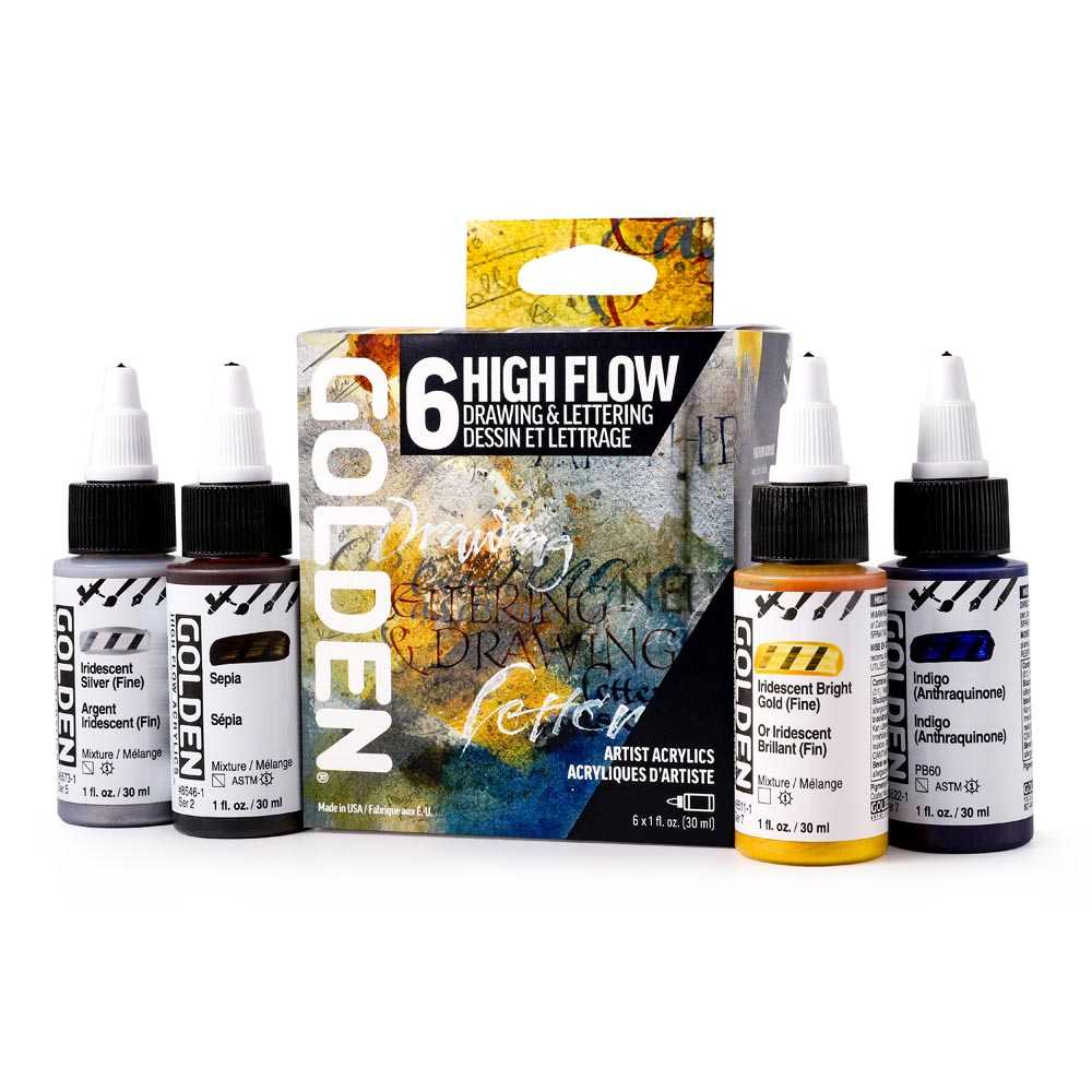 Set akrilnih boja Golden High Flow Drawing & Lettering 6 x 30 ml