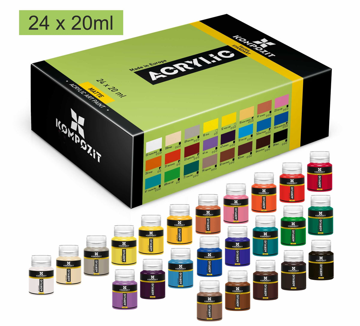Set akrilnih boja Kompozit STANDART 24 x 20 ml