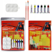 Set akrilnih boja Phoenix 6 x 12 ml s blokom, kistovima i paletom
