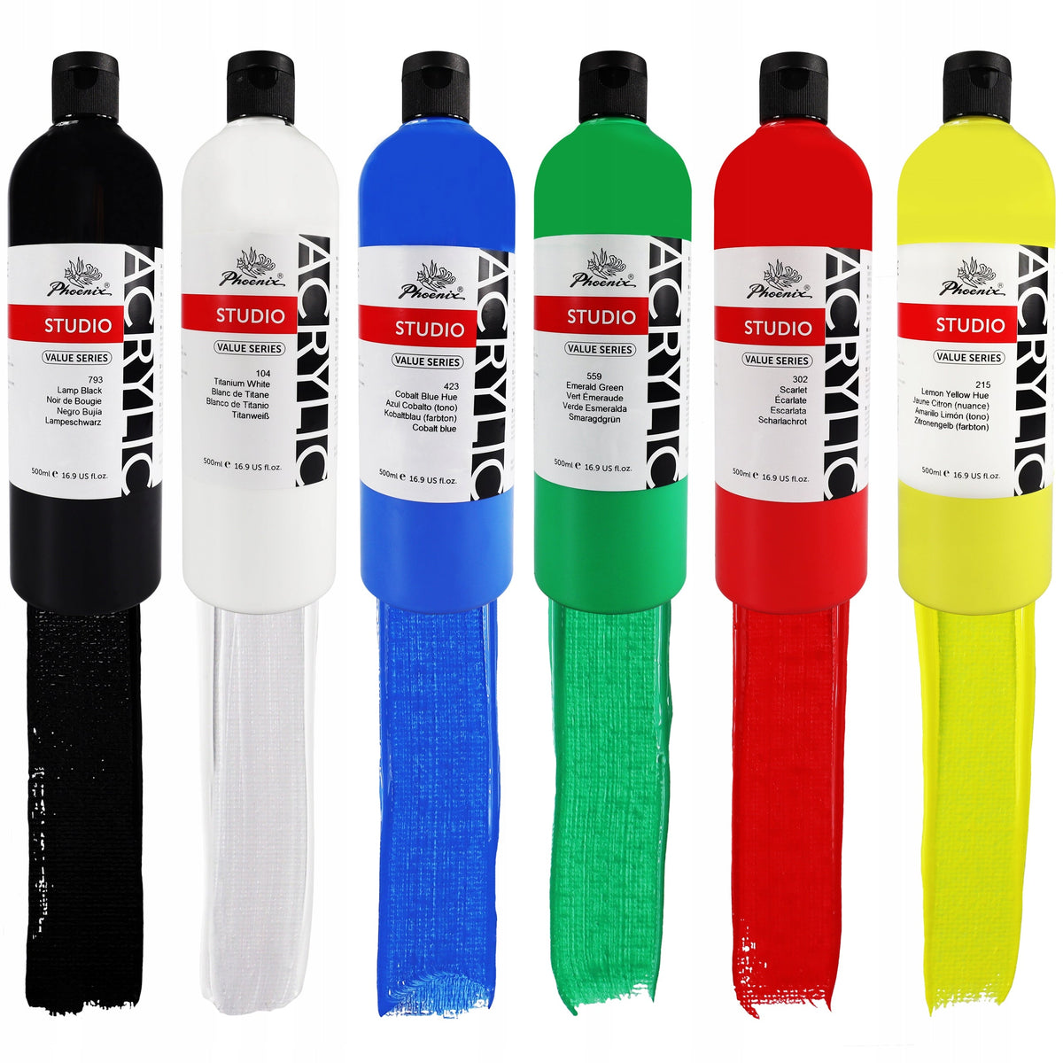 Set akrilnih boja Phoenix Studio 6 x 500 ml