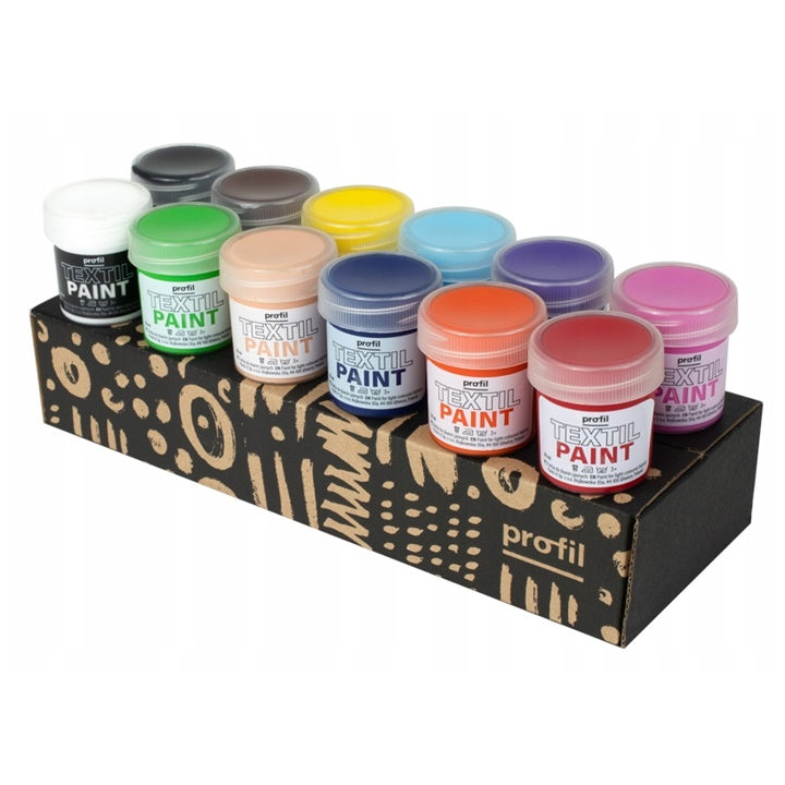 Set boja za svijetli tekstil Profil - osnovne nijanse 12 x 25 ml