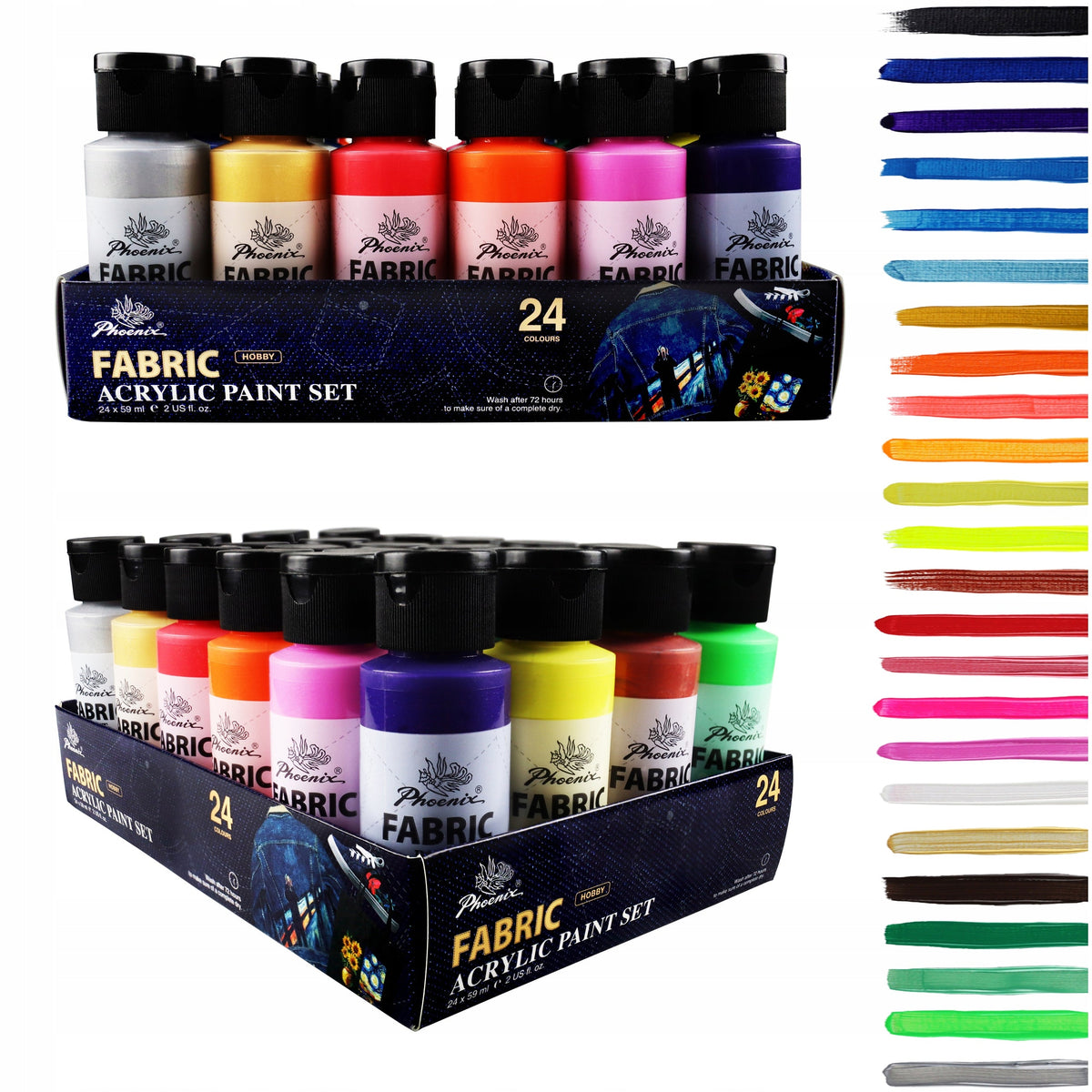Set boja za tekstil Phoenix 12–24 x 59 ml