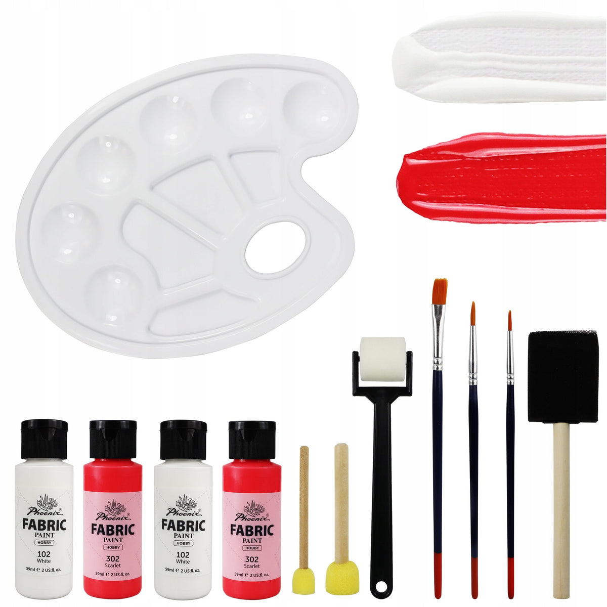Set boja za tekstil Phoenix s priborom – 10 dijelova