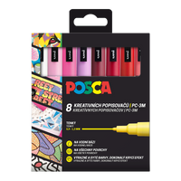 Set markera Posca PC-3M LOVE, 0,9 - 1,3 mm - miks toplih tonova (8 kom)