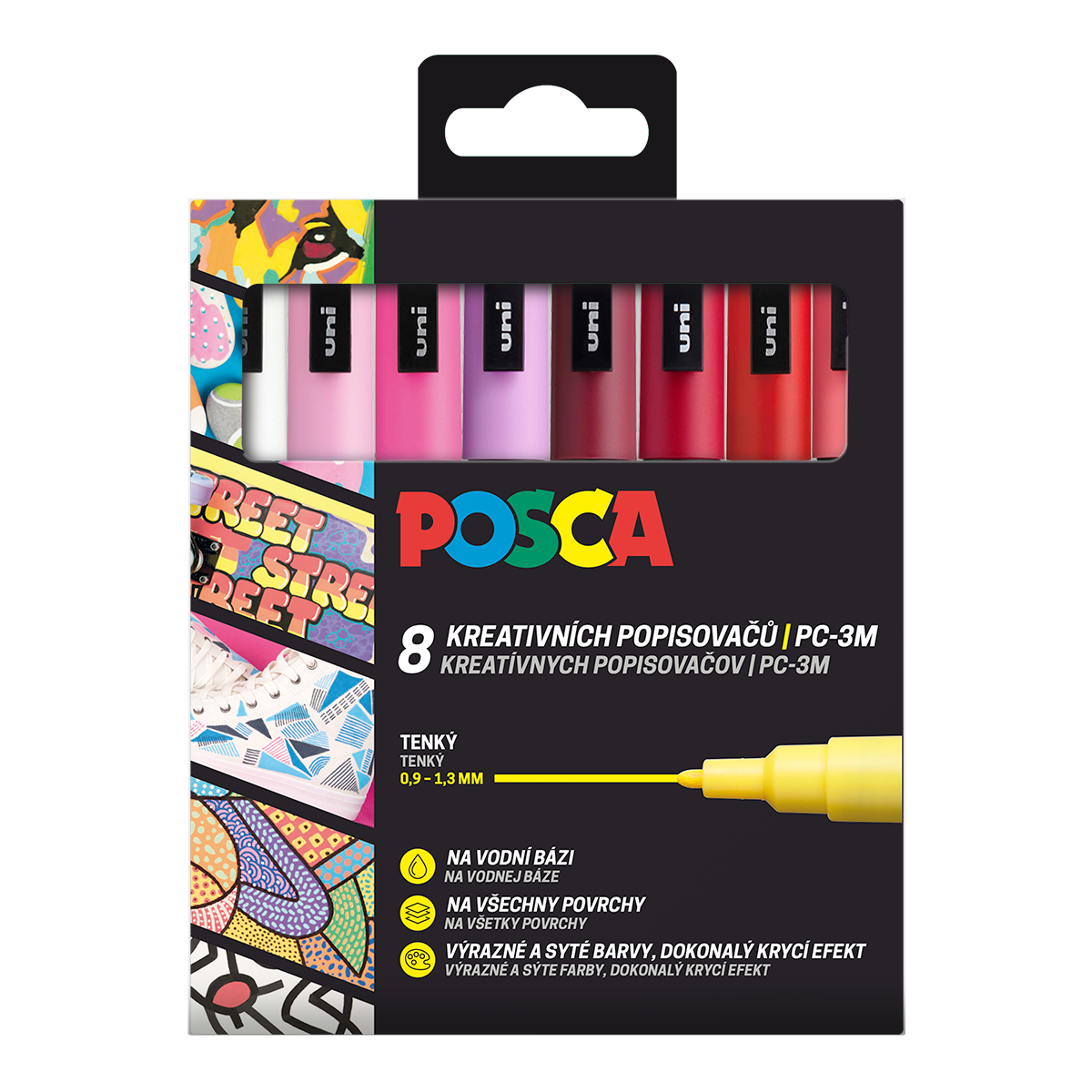 Set markera Posca PC-3M LOVE, 0,9 - 1,3 mm - miks toplih tonova (8 kom)