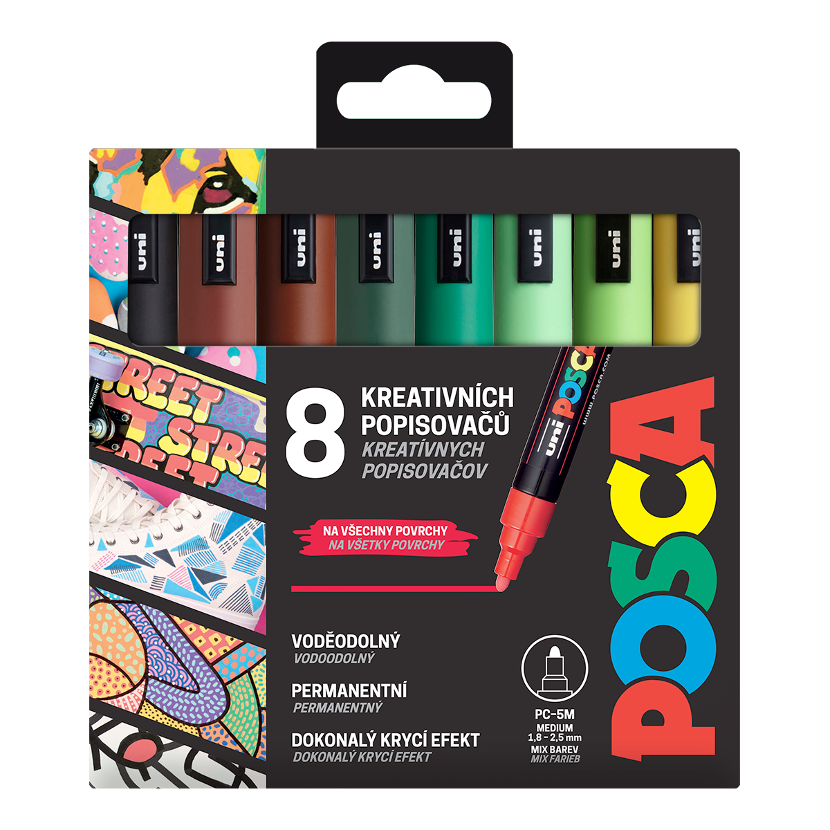 Set markera Posca PC-5M EARTH, 1,8 – 2,5 mm – 8 kom