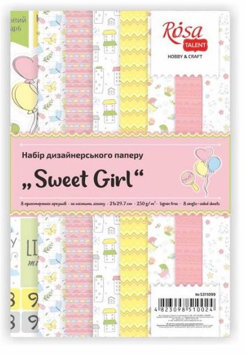 Set papira za scrapbooking Sweet Girl 21 x 29.7 cm — slika 1