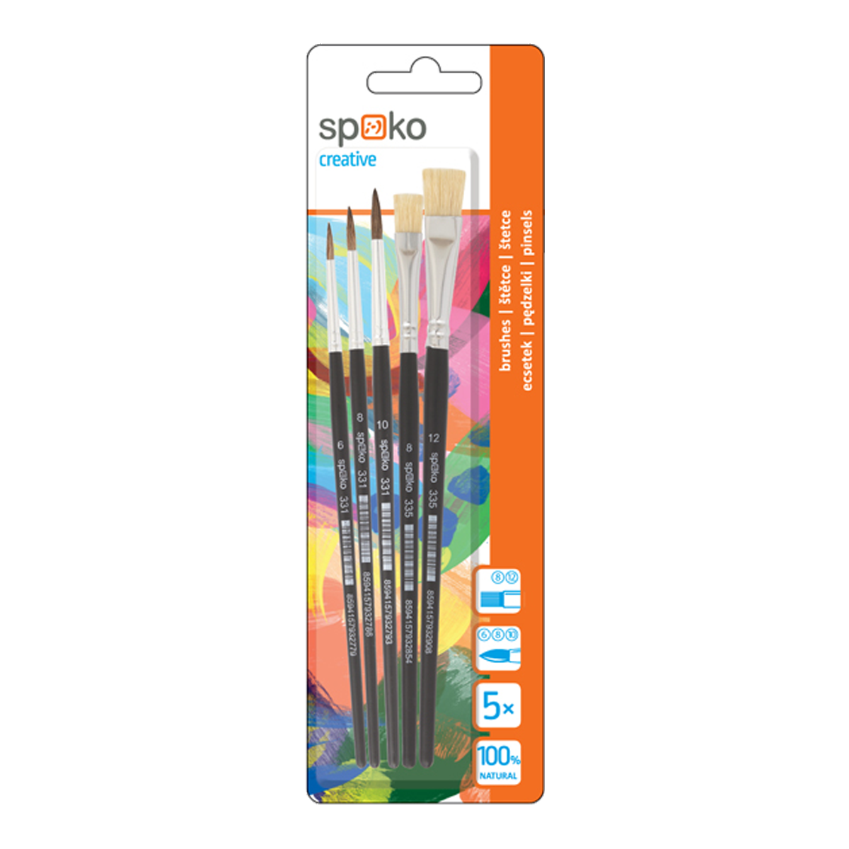 Set školskih kistova Spoko S0339, 5 kom
