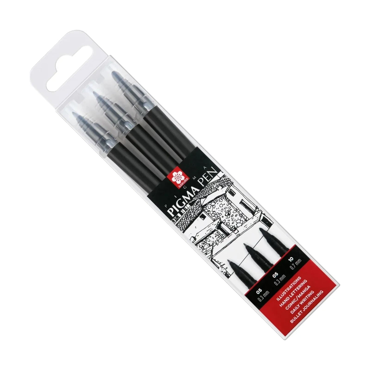 Set tehničkih olovaka SAKURA Pigma crna - 3 kom