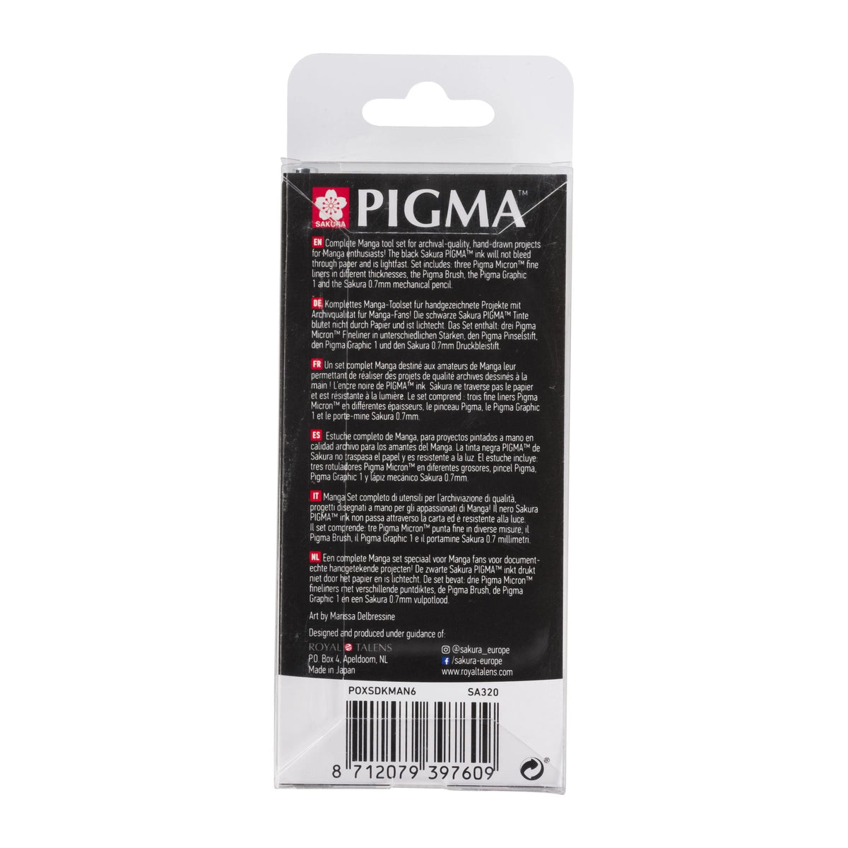 Set tehničkih olovaka Sakura Pigma Micron Manga - 6 kom / crna