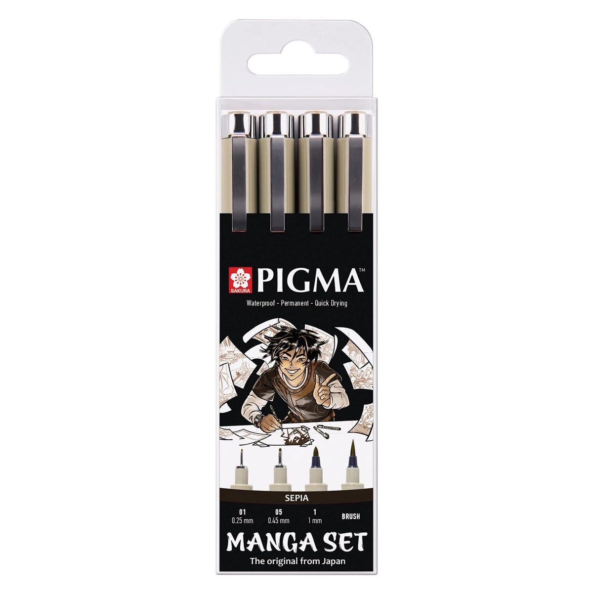 Set tehničkih olovaka Sakura Pigma Micron Manga Sepia / 4 komada