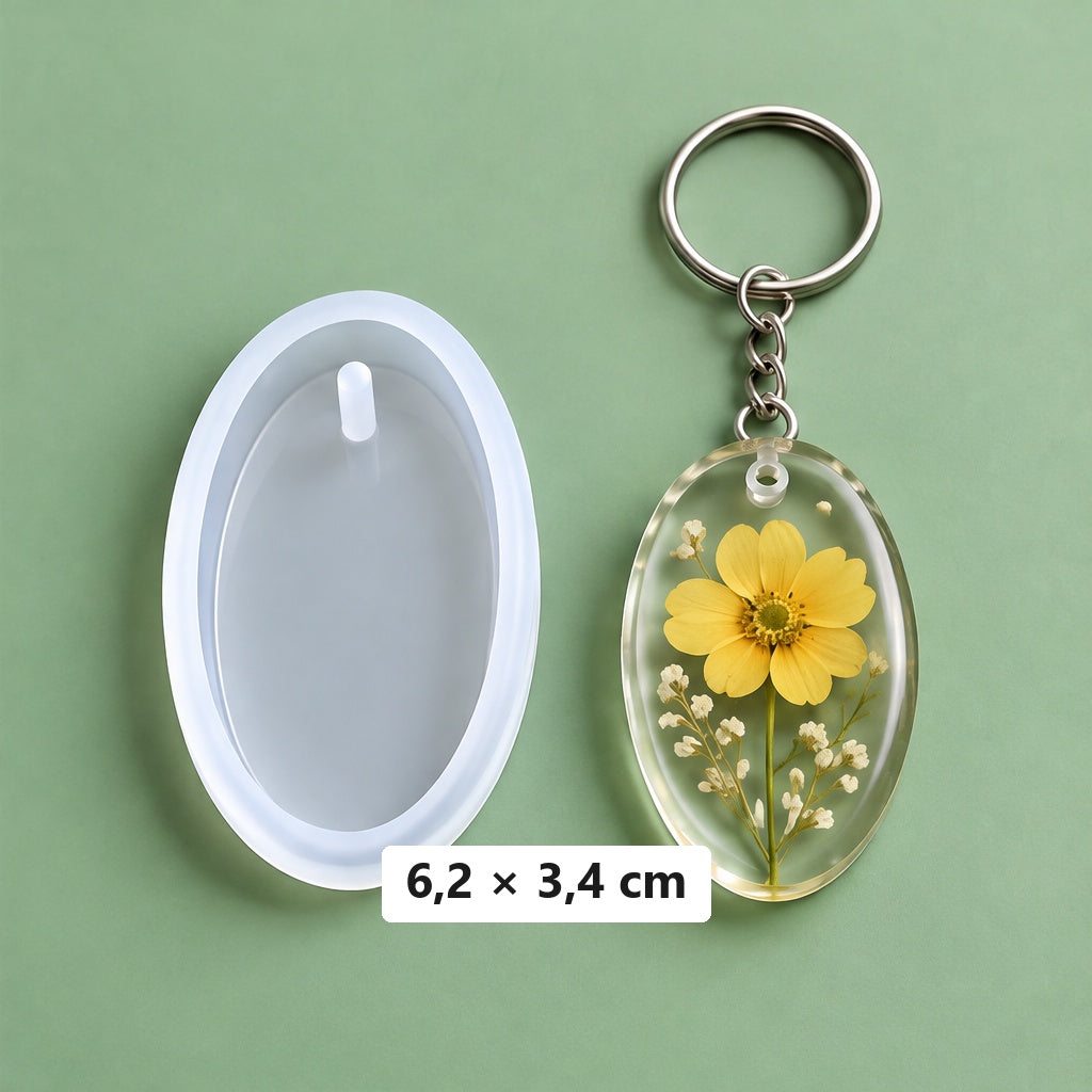 ovalni kalup 6,2 × 3,4 cm + 3 prstena za privjesak