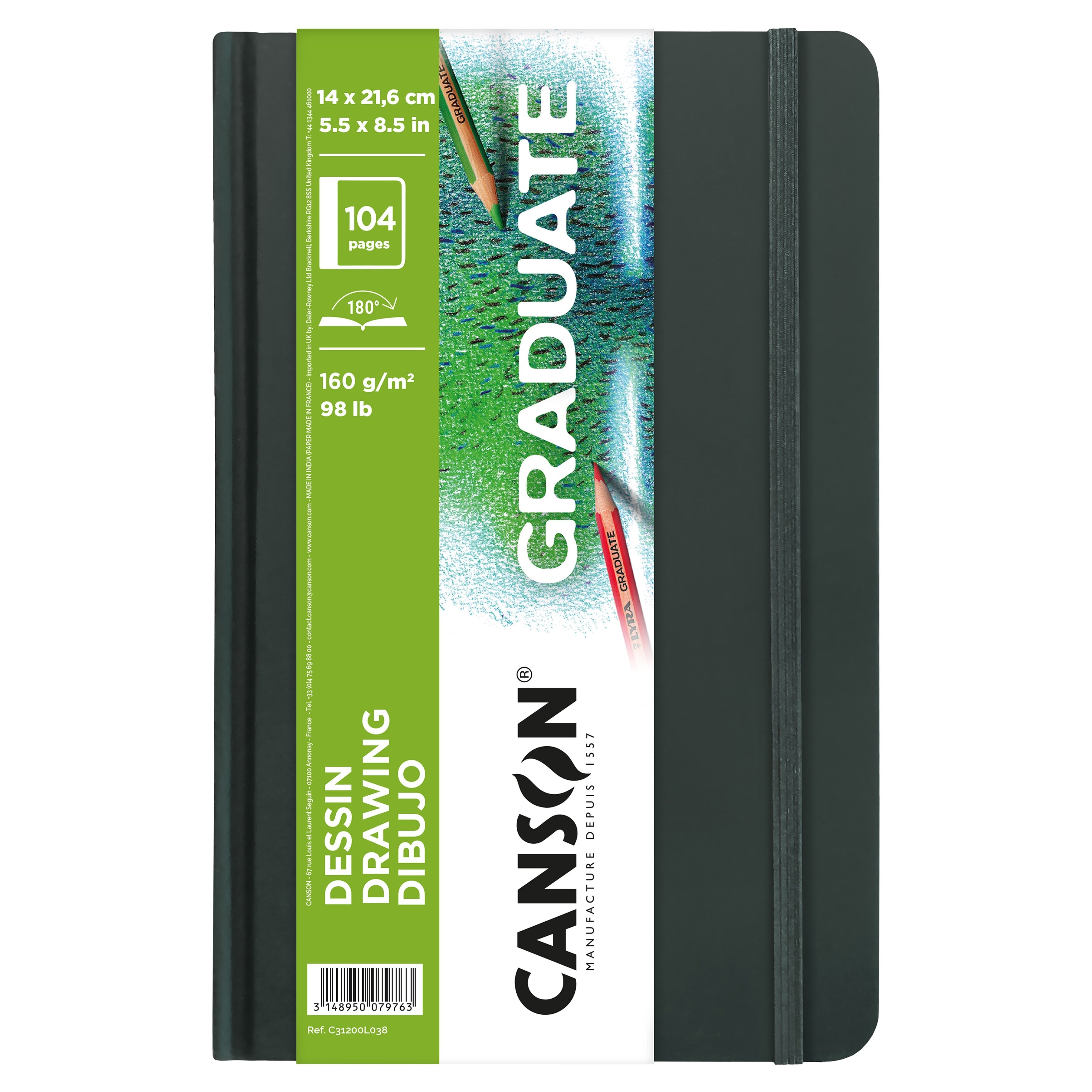 Skicirka Canson Graduate Art Book Drawing 160 g/m², 104 listova, 14 x 21,6 cm, tvrdi uvez