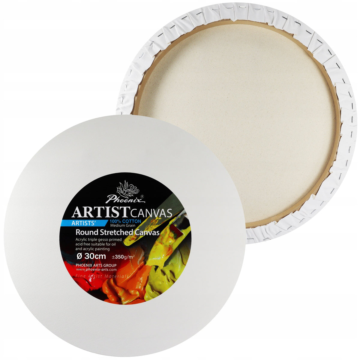 Slikarsko platno na okviru Phoenix, okruglo, 350 g/m², promjer 15 – 105 cm (osnovna veličina 20 cm, odaberite veličinu)