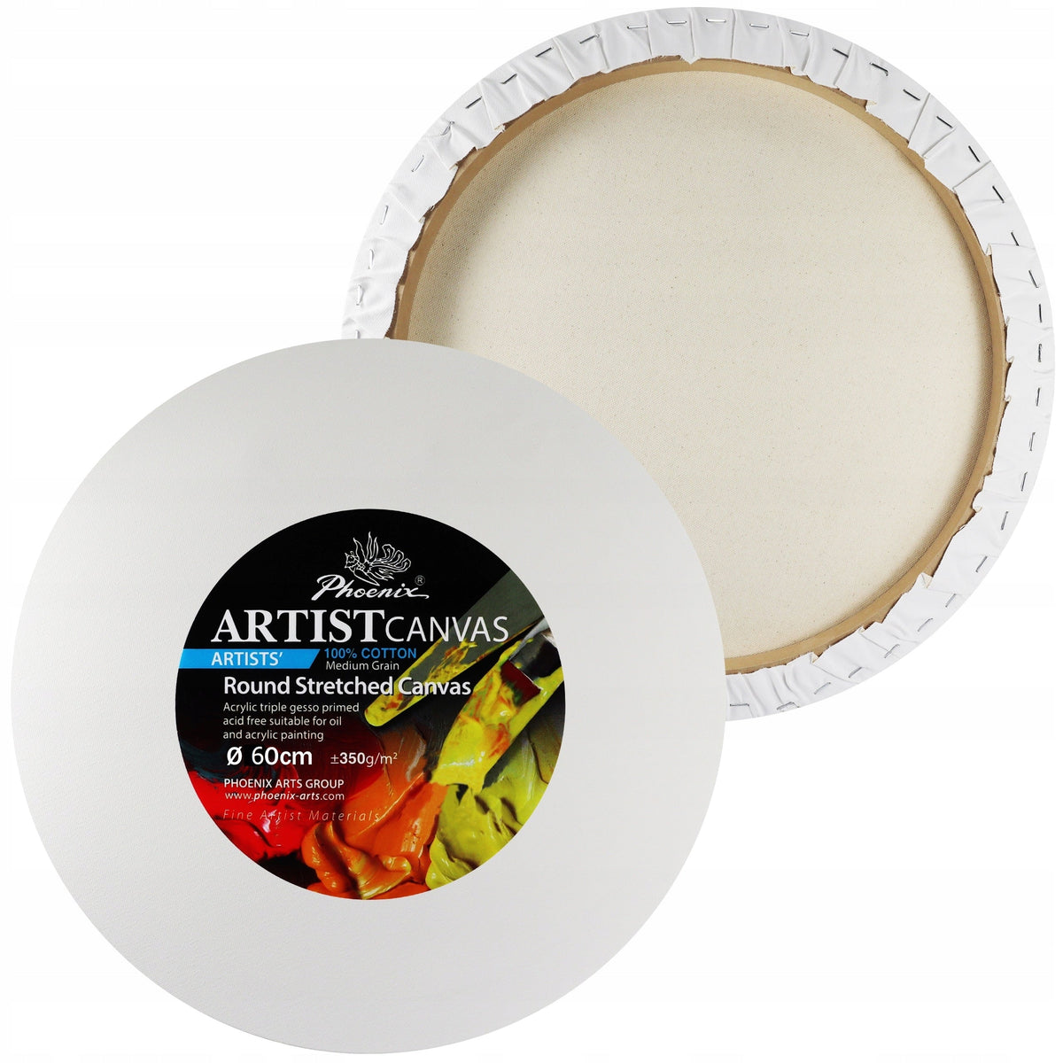 Slikarsko platno na okviru Phoenix, okruglo, 350 g/m², promjer 15 – 105 cm (osnovna veličina 20 cm, odaberite veličinu)